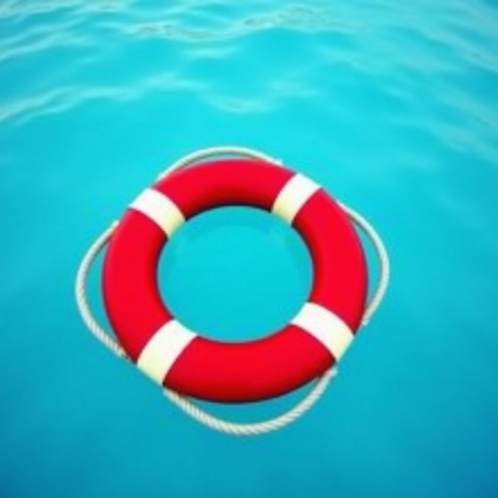 Un salvavidas rojo sobre un fondo tranquilo de agua.